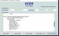 Screen shot showing a fault code in VCDS